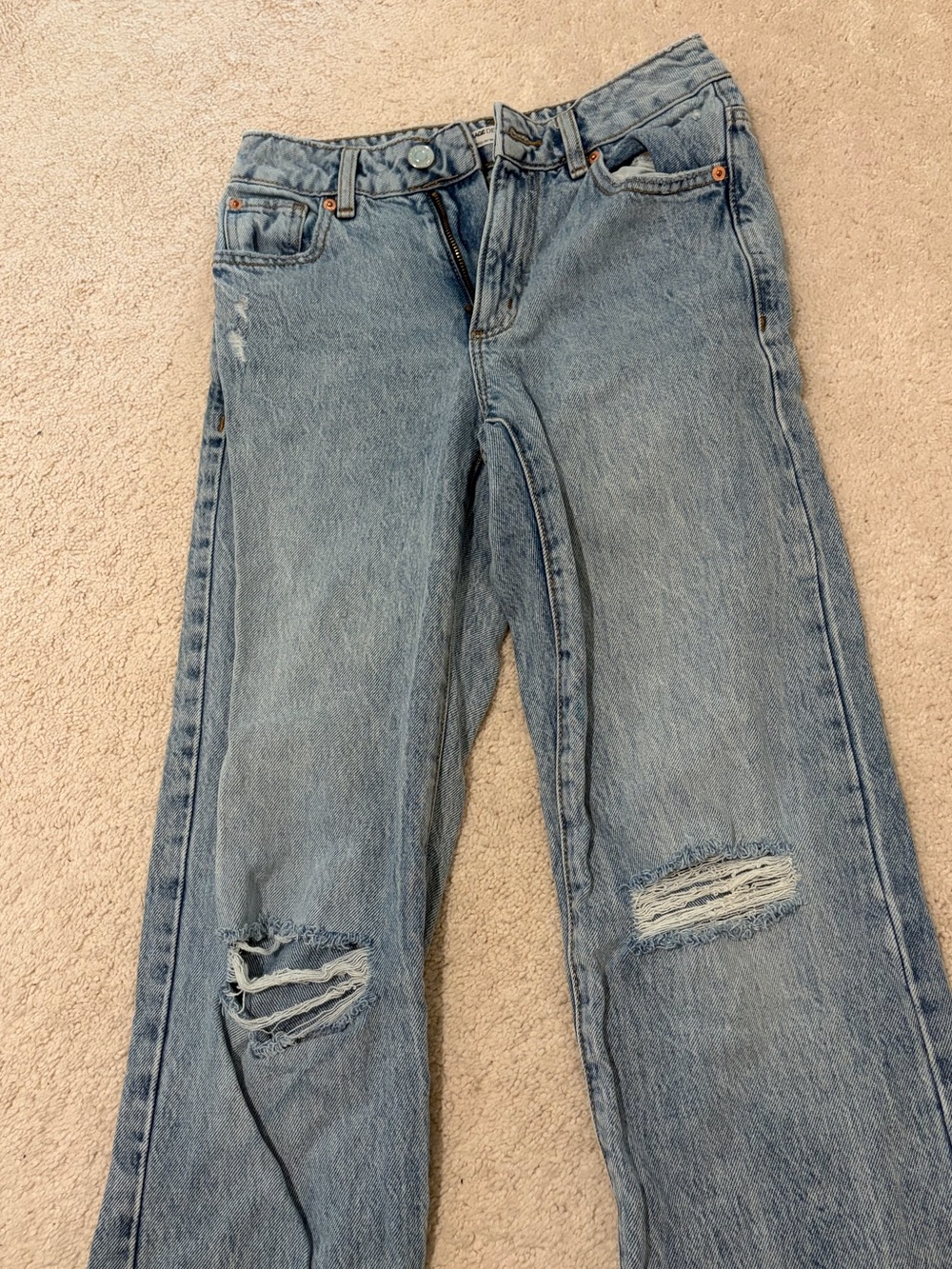Garage Light Blue Straight-Leg Distressed Women's Jeans